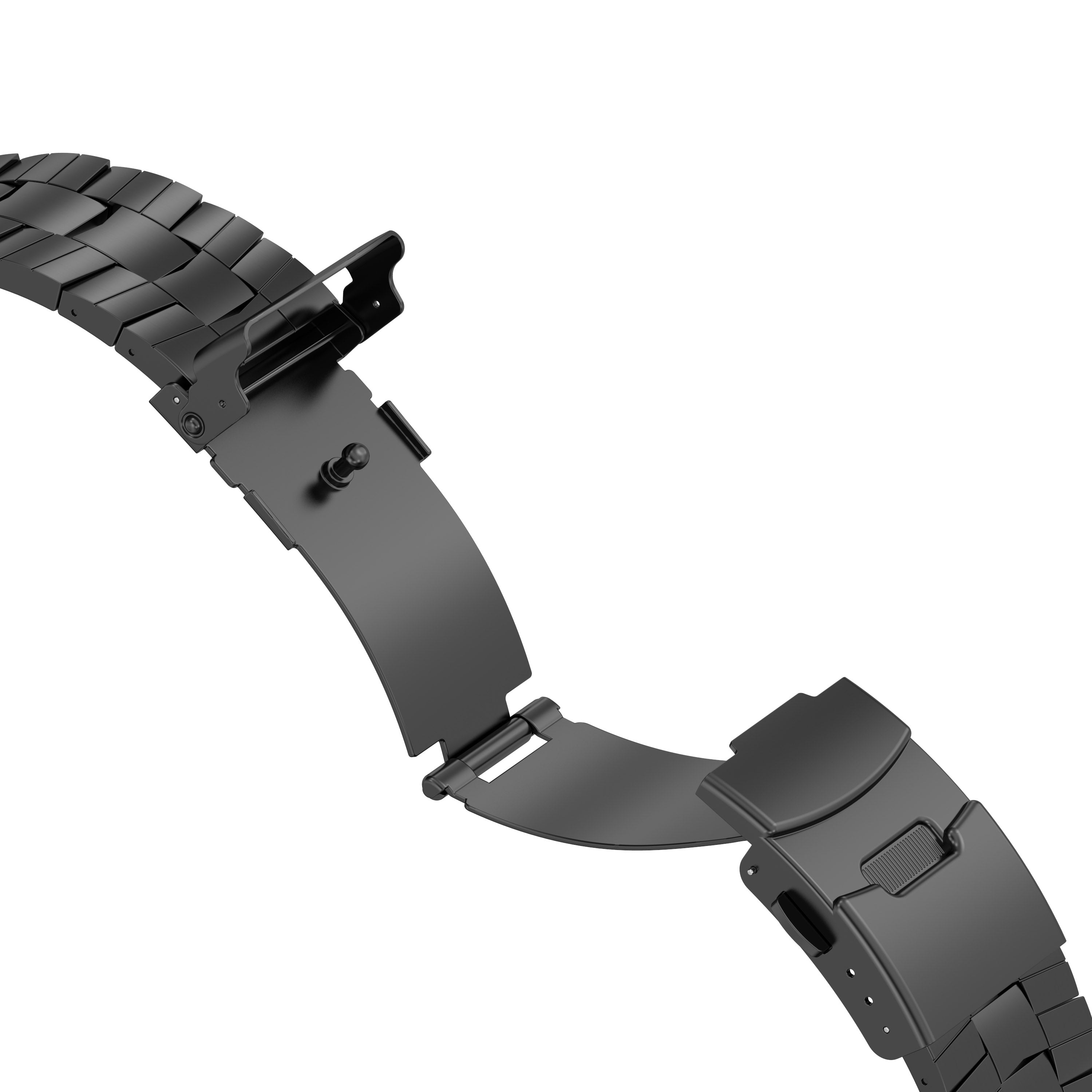 For Apple Watch Ultra 2 Ultra 49mm / Series 9 8 7 45mm / SE (2023) SE (2022) SE 6 5 4 44mm / 3 2 1 42mm Metal Watchband Strap - Black For Apple Watch Ultra 2 Ultra 49mm / Series 9 8 7 45mm / SE (2023) SE (2022) SE 6 5 4 44mm / 3 2 1 42mm Metal Watchband Strap - Black